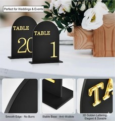 Luxury Double Sided 6×7 Black Acrylic Table Numbers 1-20 with Stands