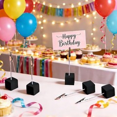24 Pcs Wooden Cube Memo Holders with Alligator Clips, Table Number Stands for
