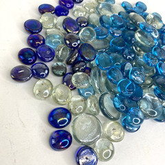 Multi-Color Decorative Glass Beads Vase Filler Round Flat 2lbs+ Mixed Sizes