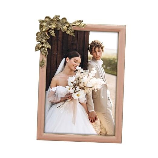 Vintage Pink Thin Boarder Floral Photo Frame / 4×6 In | For Vertical and
