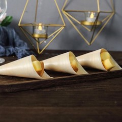 50 pcs 6″ long Natural Wooden Food Serving Cones Wedding Disposable Tableware