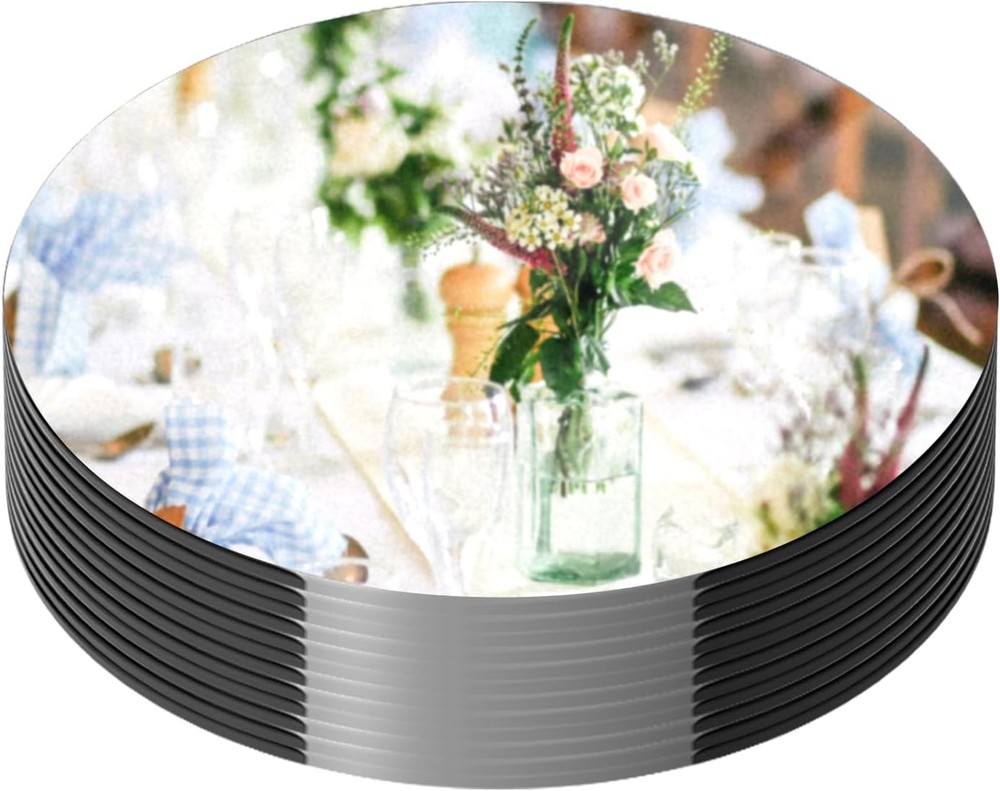 12PCS Round Mirror Centerpieces for Tables Decorations, 10″ Acrylic Mirror Trays