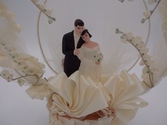 Vintage Bride & Groom Wedding Cake Topper or Wedding Shower Centerpiece