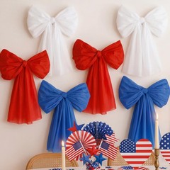9 Pcs 9ft 4th of July Giant Bows Decorations Patriotic Bow Hanging Decor 250th A