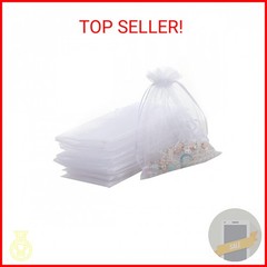 LYSXP 100PCS White Organza Gift Bags – 4×6 inch, Sheer Organza Wedding Favor Bag