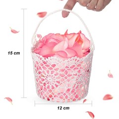 2 PCS Small White Flower Girl Basket Handle 5.90×4.72×4.33 Inch Classic