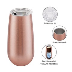 Pack Insulated Champagne Tumblers, Stemless Oz Wine Flutes, 6 #Rose Gold