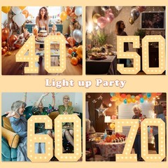 LOBOOM 4FT Light Up Numbers, Marquee Numbers 4 Feet Tall Giant Number 50 Mosa…