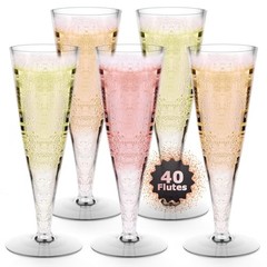 Plastic Champagne Flutes Disposable Wine Glasses – Pack of 1(40 Count) Clear
