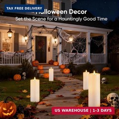 4″x10″ Large Outdoor Flameless Candles, Waterproof Battery Operated LED Pillar C