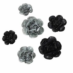 6 pack 7″ 9″ 11″ Black and Charcoal Grey Tissue Paper Peony Flowers Backdrop