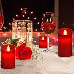 Flameless Battery Operated LED Candles, Remote 3 PACK with Remote Control Red