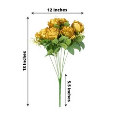 GOLD 2 Bushes 18″ ARTIFICIAL Faux Silk Rose FLOWERS Bouquet Wedding Decoration