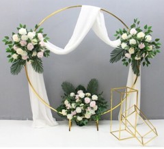 Circle Gold-Plated Shiny Wrought Iron Round Flower Stand Wedding Arch Props Deco