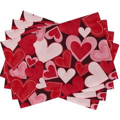 Seliem Red Pink Love Hearts Placemats Set of 4, 12»X18»,