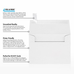 LUXPaper A2 Invitation Envelopes | 50 Qty., Envelope, 60lb. Bright White