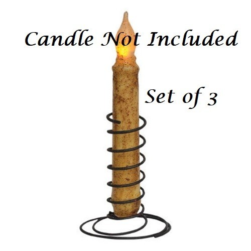NEW Primitive TAPER CANDLE HOLDER SPIRAL Design BLACK SET OF 3 Metal Farmhouse