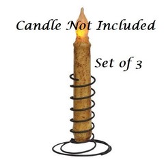 NEW Primitive TAPER CANDLE HOLDER SPIRAL Design BLACK SET OF 3 Metal Farmhouse