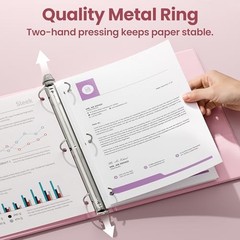 3 Ring Binder 1 Pack, Holds 175 Sheets of Letter Paper, Clear View 1 Inch Pink