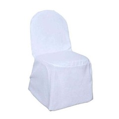 BRAND NEW Polyester BANQUET – REUSABLE Chair Cover – WHITE – 1 pc