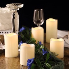 5 pcs 4″ 5″ 6″ tall Ivory LED Pillar Candles Lights Remote Control Party Sale