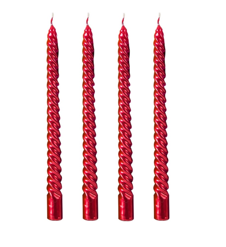 10 inch Spiral red Tapered Candles,-Set of 4 Tapered Candles, red Tall Candlesti