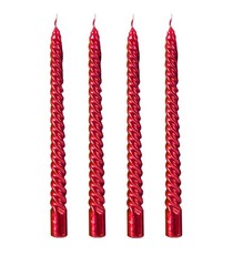10 inch Spiral red Tapered Candles,-Set of 4 Tapered Candles, red Tall Candlesti