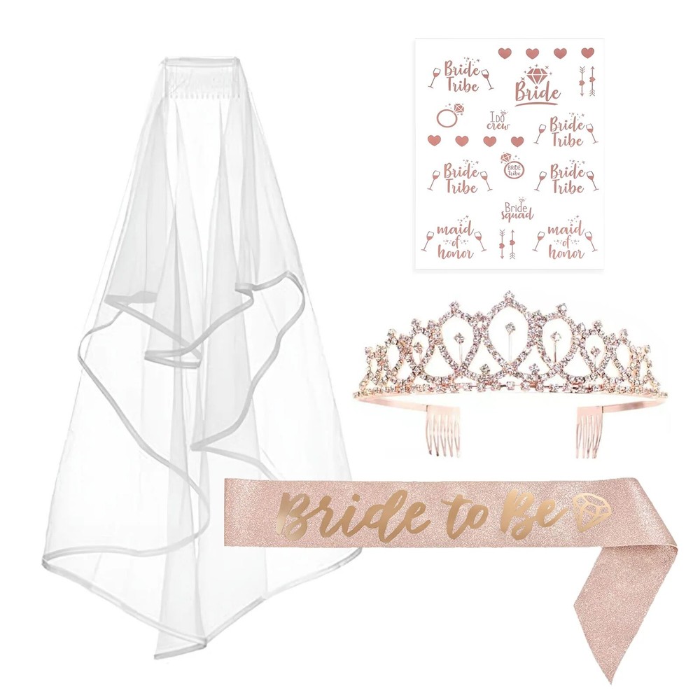 White Rose Gold Bridal Shower Decoration Set Bachelorette Supplies Kit Events
