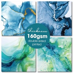 Desecraft 12×12 Ocean Marble Scrapbook Cardstock 12 x 12 inches, Multicolored