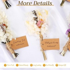 Bridesmaid Proposal Gifts Set of 6 Mini 6 Inch Dried Flower Bouquets Boho Dri…
