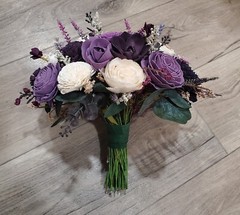 Plum Bridal Bouquet Sola Wood Purple Wedding Flowers Bridesmaid Cream Wildflower