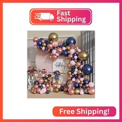 Navy Blue Rose Gold Pink Gold Confetti Latex Balloons with 140pcs 18/10/5/Inch M