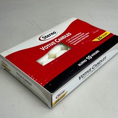 STERNO (24 Count) Votive Unscented Clean Burning Candles 1.25″x1.5″ White