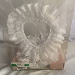 Wilton Wedding Cake Topper Love Birds Heart bell lace pearls Doves white plastic
