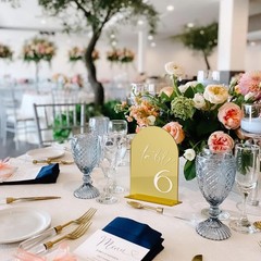 Hoodo Gold Mirror Acrylic Wedding Table Numbers 1-25 Stands 5X7 Arched Acrylic