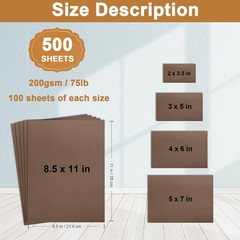 Silunkia 500 Sheets Coffee Color Cardstock 5 Assorted Size 500 Sheets,