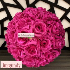 9″-10″ Rose Flower Kissing Ball Silk Rose Pomander for Wedding 1 Pc (21 Colors)