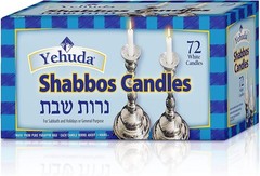 Yehuda 3 Hour White Shabbos Candles (72 Count) 3 hour, Ivory,White