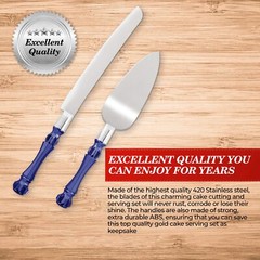 Blue Cake Knife and Server Set Cake Server & Knife Set of 2 with Acrylic Handles