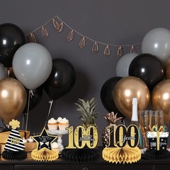 9 Pieces 100th Birthday decorations birthday Black, Gold, White, Pink