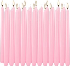 YOROXRG 24 Pink Taper Candles, 7-8 Hr Burn, Unscented, Smokeless, .75″x10″