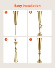 VEVOR 12 PCS Wedding Flower Vase 21.7in Tall Trumpet Table Centerpieces Gold