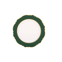 10 WHITE HUNTER GREEN 8″ Round Plastic SALAD PLATES Blossom Design Events