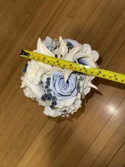 Lot Of 3 Sink Floral Bouquets Bride Groom Maid Of Honor Flower Girl Blue & White
