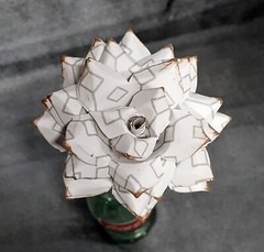 Handmade Paper Flower on stem (Gray Pattern No.1) for Wedding, St. Valentine’s