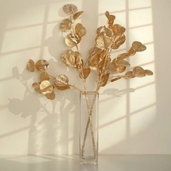 Gold 2 Metallic 27″ Artificial Eucalyptus Leaf Branches Faux Foliage Stems Party