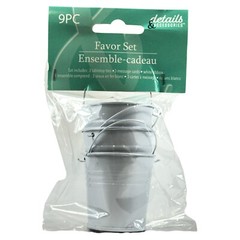 3 Ct Favor Set Tins, Cards, Ribbons White Bucket Details & Accessories