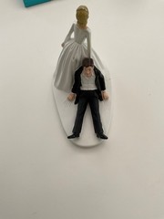 Cake Topper Bride Groom Wedding Reception Day Funny Bride Dragging Grooms cake