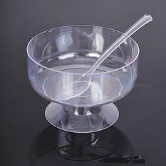 24 Clear 6 oz Crystal Plastic Footed Dessert Cups Spoons Party Event Decorations