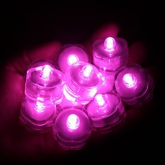 PINK Submersible Waterproof Underwater Wedding Battery LED Tea Light 10 Pack
